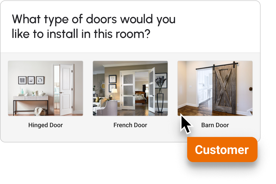 Embed survey card asking what type of doors to install.