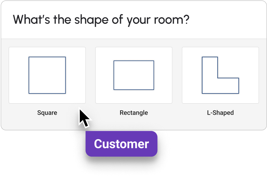 Embed survey card asking what shape the room is.